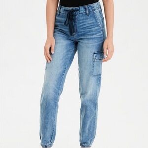 American Eagle High Rise Jean Cargo Jogger Pants 14 short 100% cotton
